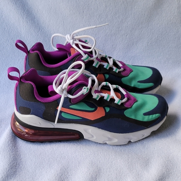 NIKE AIR MAX!!!270 React (GS) Shoes Kinetic Green Blue Pink - Picture 6 of 13
